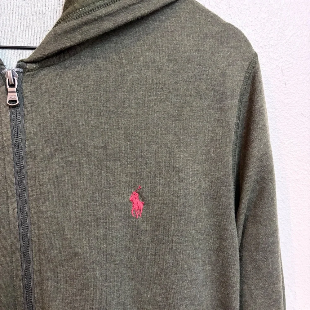 Polo Ralph Lauren Full Zip Hoodie Small Olive Green Performance Activewear